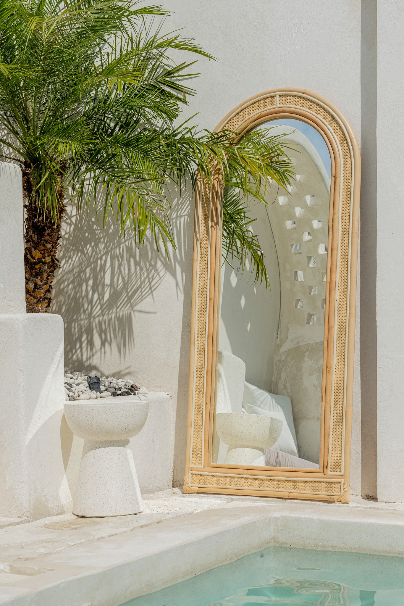 Sun-Kissed Arch Floor Mirror