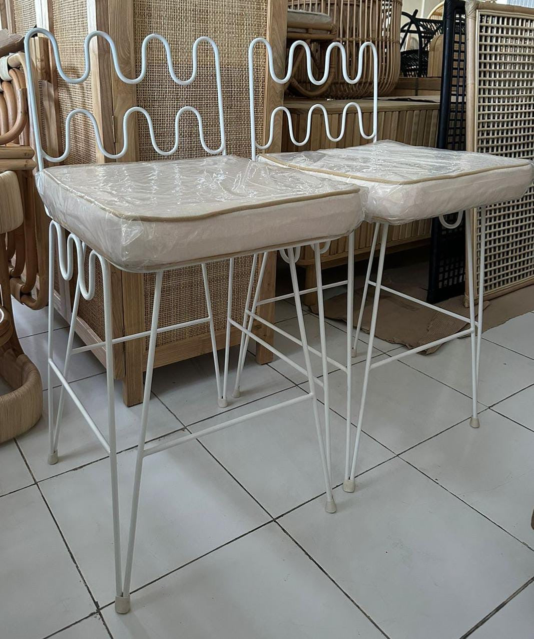Wavy White Barstool | Made to Order