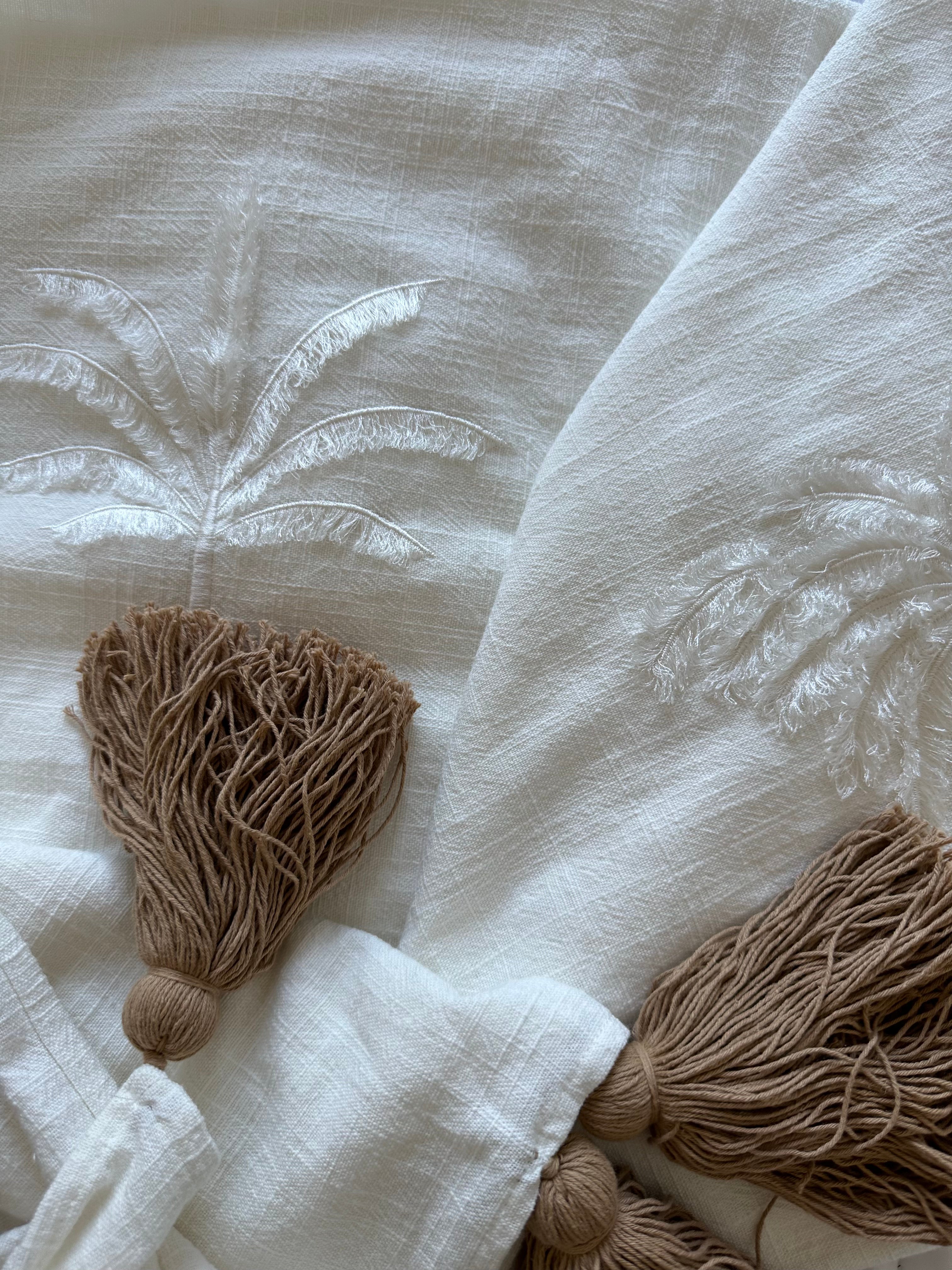 White Palm Linen Throw