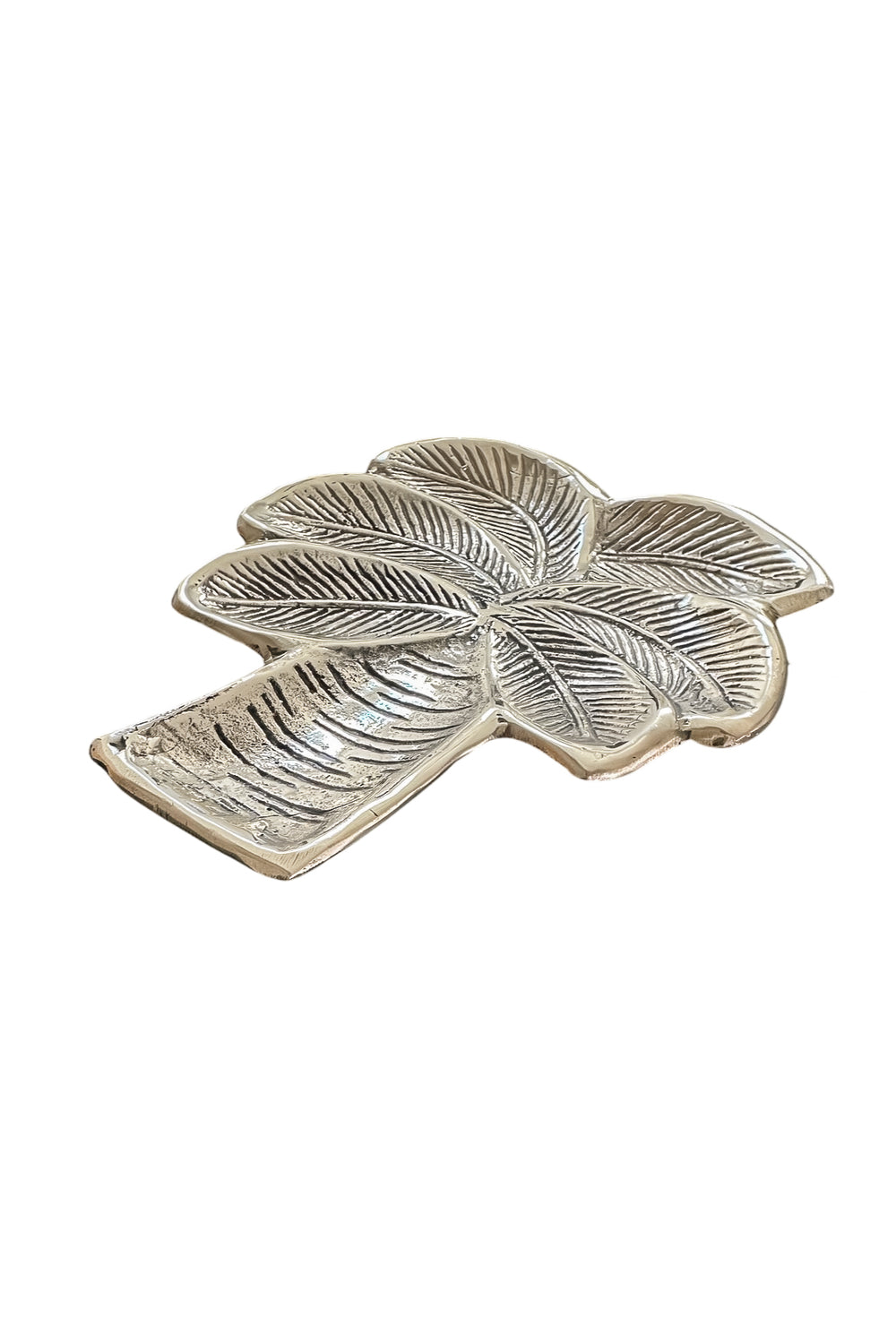 Palm Tree Brass Trinket Dish Pip and Orange